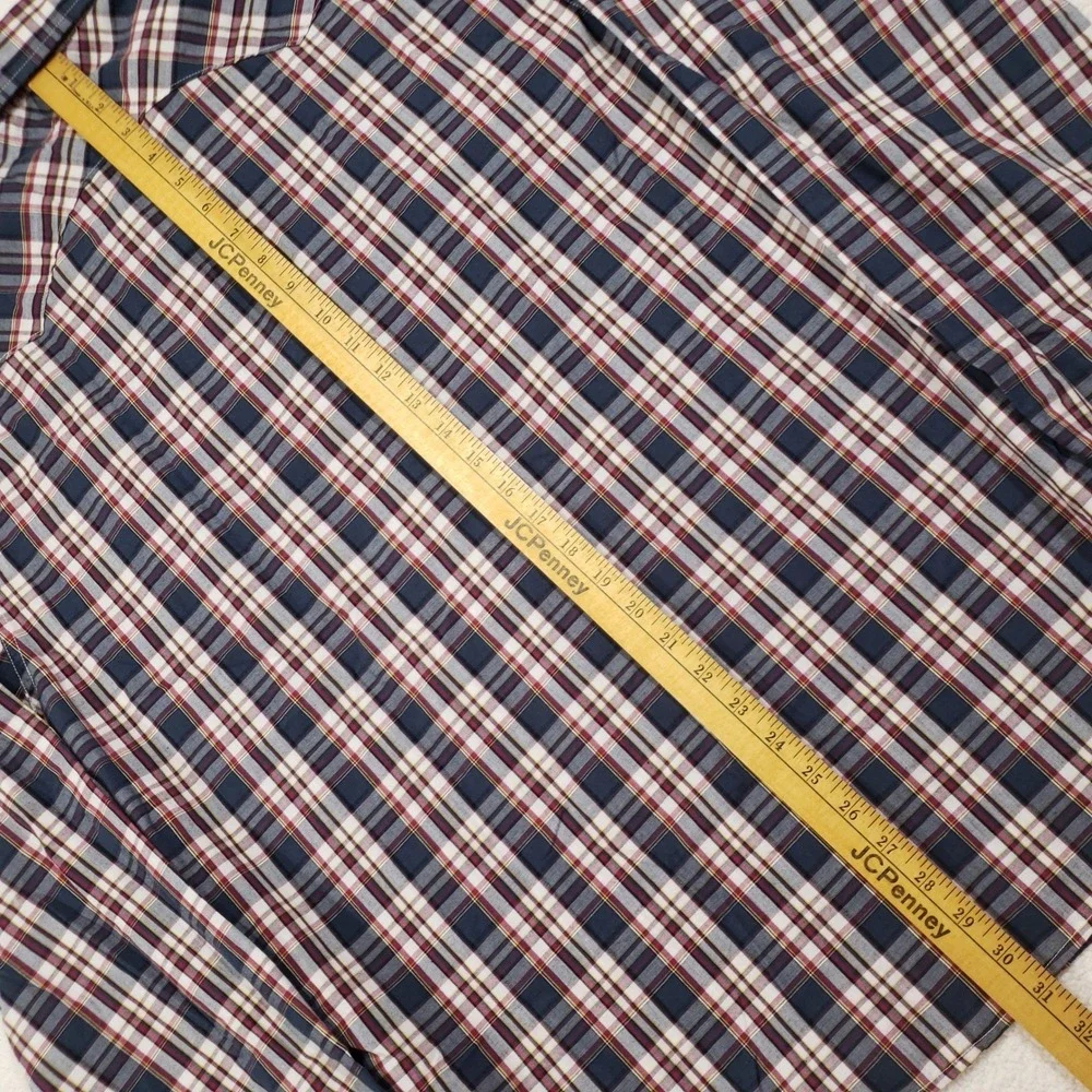 Levi's Pearl Snap Shirt Mens XXL Navy Red Plaid Western Modern Fit Shoulder Yoke